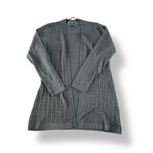 [Karen Scott] Gray Open-Front Knit Cardigan
